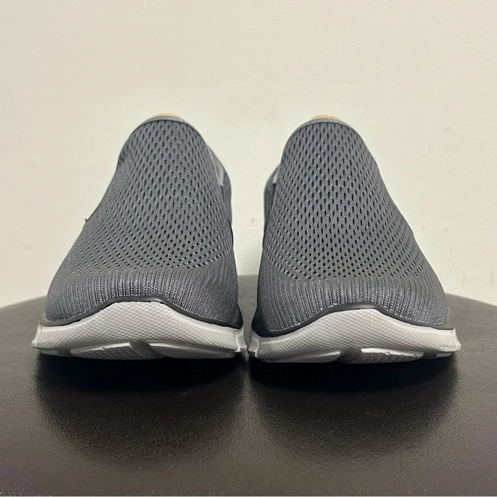 Skechers Charcoal Gray Orange Equalizer Double Play Slip On Fabric Memory Foam